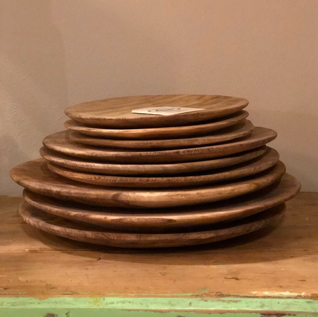 Wooden plates, trio