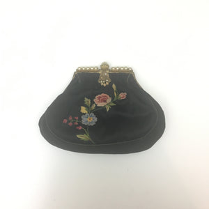 borsa gioiello hand pochette antica perle raso satin nero