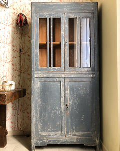 credenza libreria vetrina cupboard vintage blu mobile antico antiquariato collezione